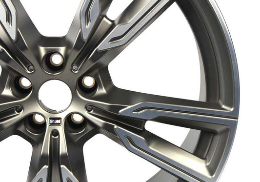 Llanta original BMW M V-Spoke 747 en gris cerium mate 9,5x22 ET37 OEM 36118072002 para BMW X5 (G05, G18) y X6 (G06). Repuesto original BMW.