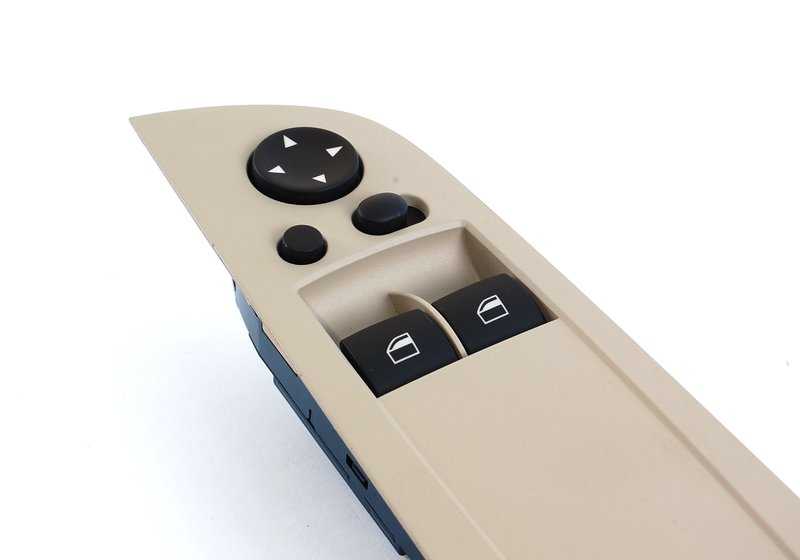 Interruptor elevalunas eléctrico lado conductor OEM 61319217352 para BMW E92, E92N. Color beige. Original BMW.