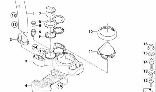 Anillo adorno fuelle palanca de cambio plata OEM 51167052160 para MINI R50, R53, Cabrio R52. Original MINI.