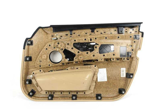 Panel interior puerta delantera izquierda en cuero beige OEM 51417273049 para BMW F10 y F11. Repuesto original BMW.