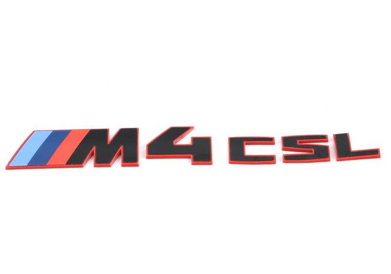 Emblema "M4 CSL" OEM 51148086130 para BMW G82 M4 CSL (2022-2023). Pegatina trasera original para personalizar el maletero con estilo deportivo y auténtico. Pieza original BMW.