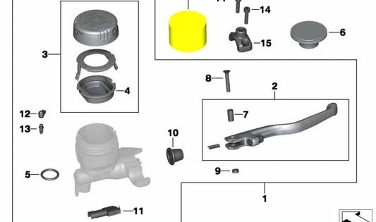 Conjunto freno manual con válvula central OEM 32727727032 para BMW R1200GS, R1200R, K1200R, K1300R. Original BMW Motorrad.