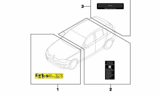 Etiqueta indicativa OBD II para tapa de combustible OEM 71246750683 para BMW E46,E60,E61,E63,E64,E65,E66,E67,E83,E85,E86,E87,E90,E91,E92,E93. Original BMW.