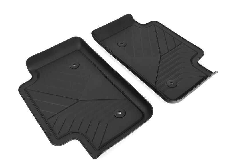 Alfombrillas traseras 3D impermeables OEM 51475A87FF4 para BMW G60 (520d, 520i, 523d, 530e, 530i). Protección interior antideslizante y a medida. Original BMW.