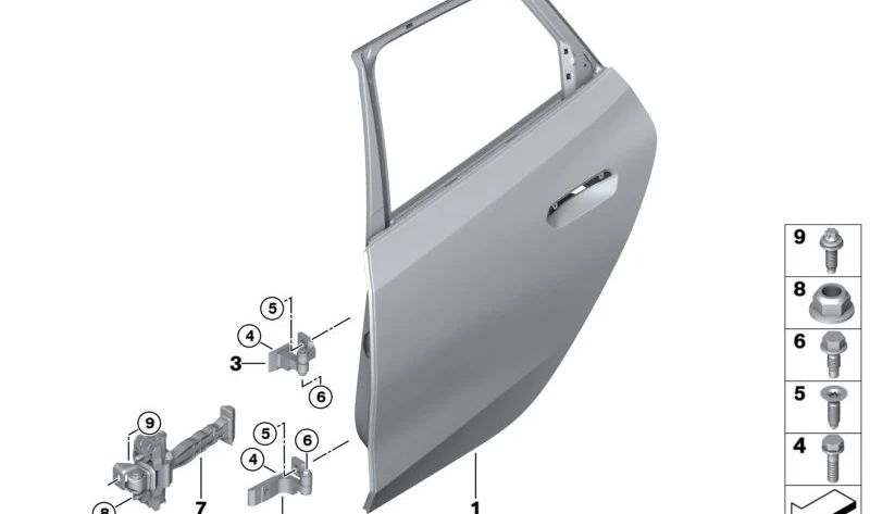 Tope de puerta trasera OEM 51227932449 para BMW Serie 2 U06. Pieza original BMW.
