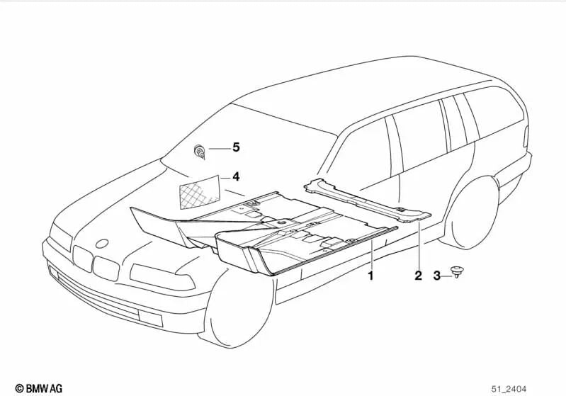 Revestimiento de piso delantero OEM 51478187151 para BMW Serie 3 E36, modelos 316i, 318i. Original BMW.