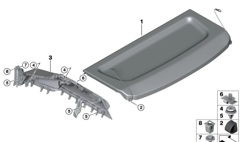 Bandeja portaobjetos OEM 51467952300 para BMW Serie 2 U06. Original BMW.