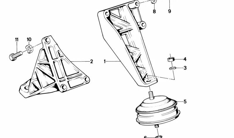 Soporte motor derecho OEM 11811129806 para BMW E34 530i, 535i, M5 y E32 730i, 735i. Compatible con versiones manuales y automáticas. Original BMW.