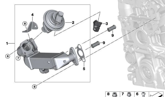 Escape Gas Arbeitgeber 11717800653 für BMW E81, E82, E87, E88, E90, E91, E92, E93, E60, E61. Original BMW.
