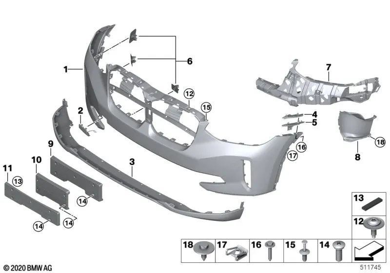 Aircurtain derecha para BMW BEV (OEM 51118498656). Original BMW