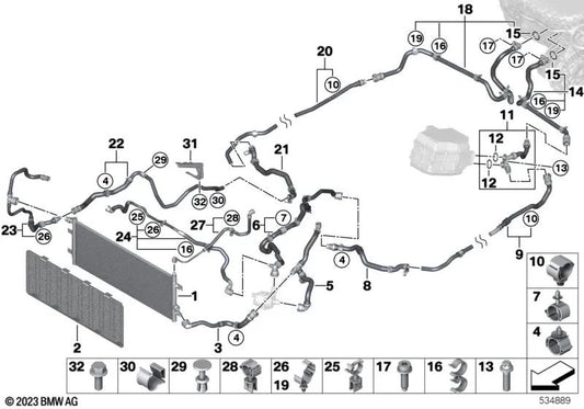 Clip di fissaggio OEM 51479908563 per BMW U06, U11, X1, X2, X7 e MINI Countryman U25. BMW e MINI originali.