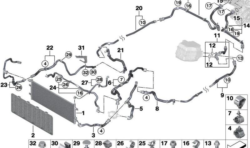 Rejilla antigravilla OEM 17119846900 para BMW X1 (U11, U12), X2 (U10) y Serie 2 Active Tourer (U06); y MINI Countryman (U25). Original BMW y MINI.