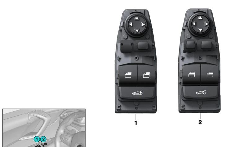 Interruptor elevalunas delantero izquierdo OEM 61319306903 para BMW I12, I15. Original BMW.