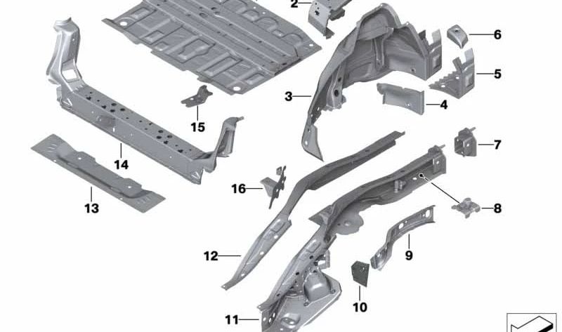 Soporte respaldo derecho OEM 41117446120 para MINI F54 Cooper {JZ31, JZ32, LN31, LN32, LN41, LN42, LN61, LV31, LV32, XJ31}. Original MINI.