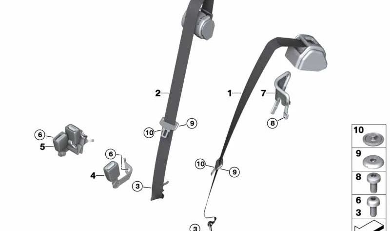 Correia traseira superior externa para BMW G21, G21N, G81 (OEM 72117496272). BMW original