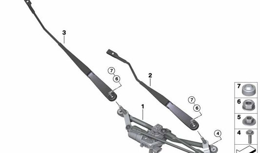 ** Windshield Wiper Arm Passenger OEM 61617360517 para BMW F48, F39. BMW original.