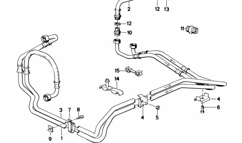 Oil cooler pipe for BMW E24 6 Series (OEM 17221712292). Original BMW.