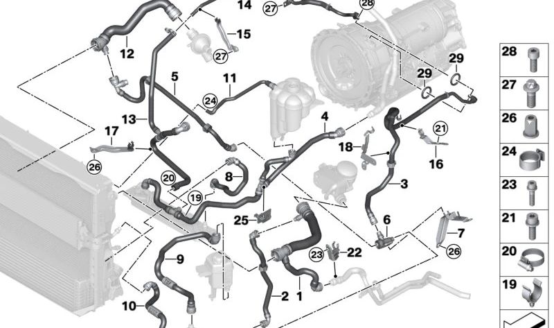 Junta tórica OEM 17127623388 para BMW F30, F10, F18N, F01N, F02N, F15, F95N, G05N, F96N, G06N, G07N, G09. Para sistema de refrigeración. Medidas: 13,65x2,62 mm. Original BMW.
