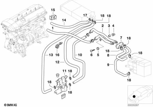 Tuyau de refroidissement OEM 64216902875 pour BMW Série 7 E38 740d. Véritable BMW.