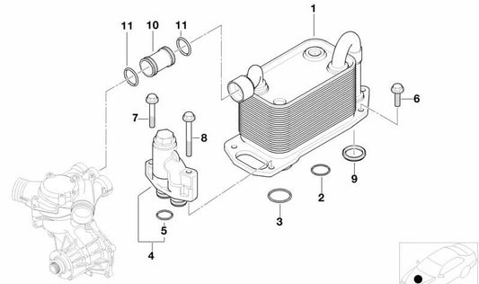 Tubo de conexión de aceite motor OEM 11531406960 para BMW E39 y Z8 E52. Original BMW.