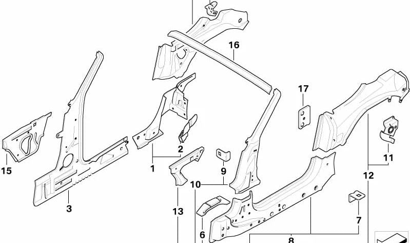 Pilar delantero derecho (exterior) OEM 41217064696 para BMW Z4 E85. Recambio original BMW.