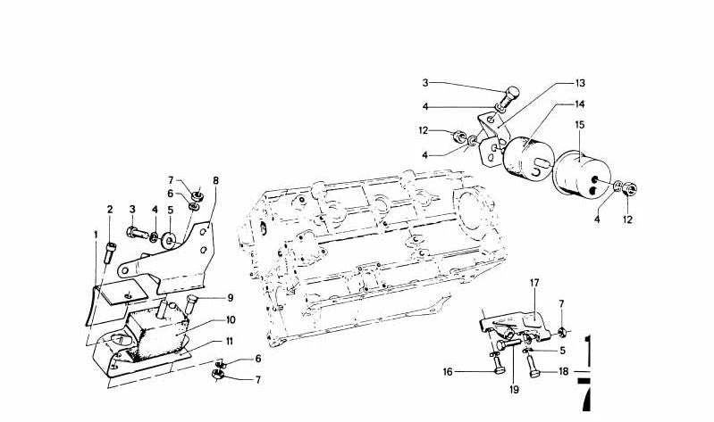 Soporte motor derecho OEM 11811103865 para BMW 114 y 1602 {114,1502,1600,1602,1600ti,1602ti}. Compatible con modelos desde 1966 hasta 1977. Pieza original BMW.