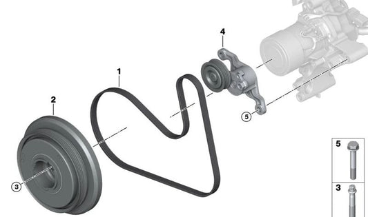Tensor de correa OEM 11288479241 para BMW 5er G60, G61, 7er G70, X5 G05N, X6 G06N, X7 G07N. Original BMW.