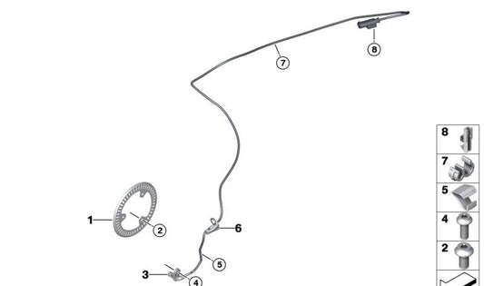 Sensor de revoluciones de rueda trasero OEM 34528404803 para motos BMW R 1300 GS, F 850 GS, R 18... y más. Original BMW Motorrad.