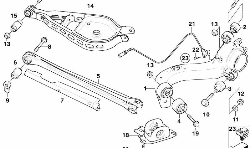 Right longitudinal arm for BMW E83, E83N (OEM 33303420502). Original BMW