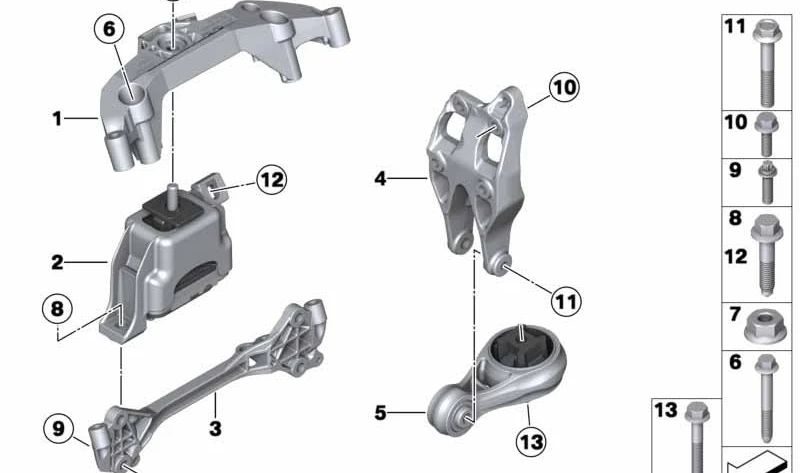 Soporte de apoyo pendular OEM 22119812036 para MINI Countryman R60, Paceman R61. Original MINI.