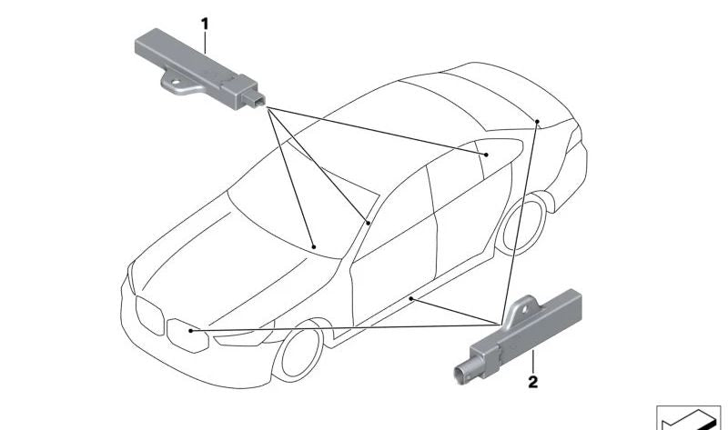 Antene esterno para acceso conforme OEM 65205a1d0b2 para BMW F70, U06, G60, G61, G68, G90, G70, U11, U12, U10, G45, G05, G18, F95, G05, F95, G18, G06, F96, F96, G07, G07 I20, F65, F66, J05, J01, U25. BMW originale.