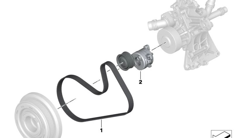 Correa poli V OEM 11289453610 para BMW G20, G21, G22, G23, G70, X3 G45. Compatible con modelos 340i, 440i, 735i, 740i, X3 M50 xDrive. Original BMW.