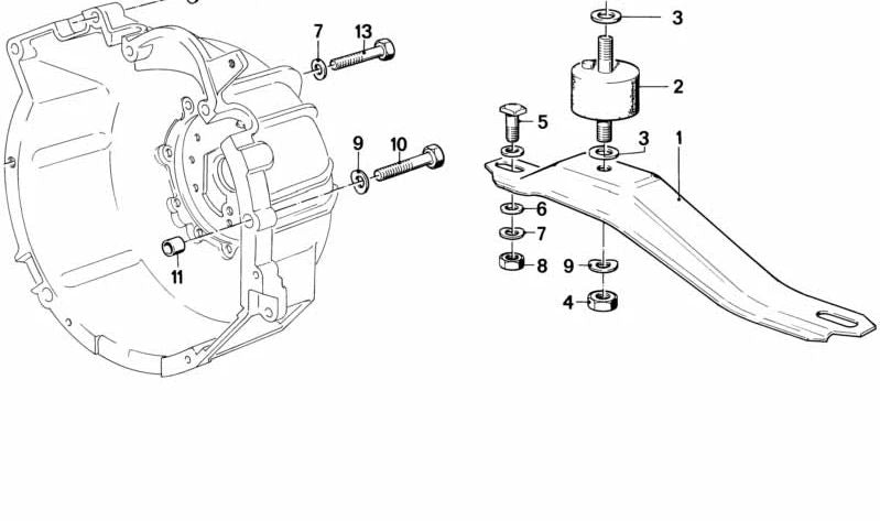 Silentblock de goma OEM 23711175673 para BMW E30 y E28. Pieza de soporte para la caja de cambios. Original BMW.