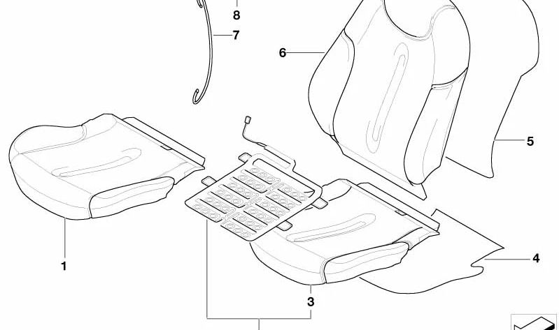Funda respaldo tela derecha OEM 52107073074 para MINI R50 (2000-2006). Recambio original MINI.