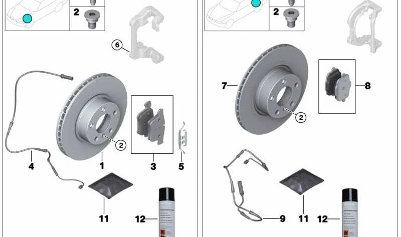 Disco de freno delantero ventilado ligero OEM 34116782593 para BMW Z4 E89 sDrive35i y sDrive35is. Compatible con modelos fabricados entre 2009 y 2016. Original BMW.