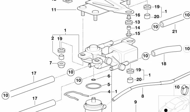 Casquillo OEM 13311437540 para BMW E46 323Ci y 323i con motor M52. Compatible con modelos fabricados entre 1998 y 2000. Original BMW.