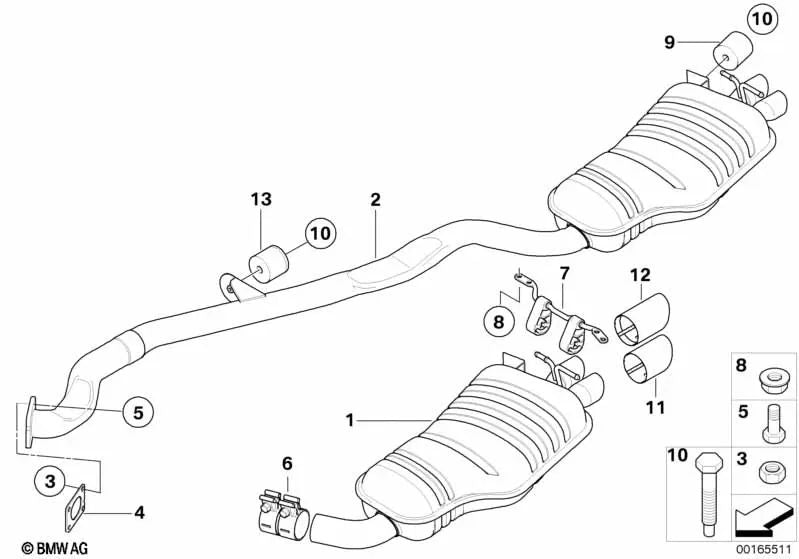 Silencieux arrière pour BMW E83N (OEM 18303427788). BMW d'origine.