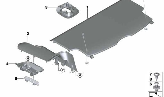 Asiento de fondo de depósito derecho OEM 51467414402 para MINI Countryman F60, F60 LCI. Original MINI.
