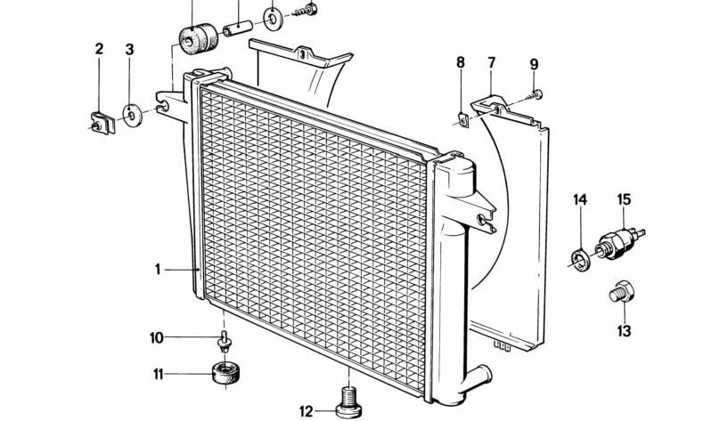 Carcasa del ventilador OEM 17111151826 para BMW E28. Original BMW.
