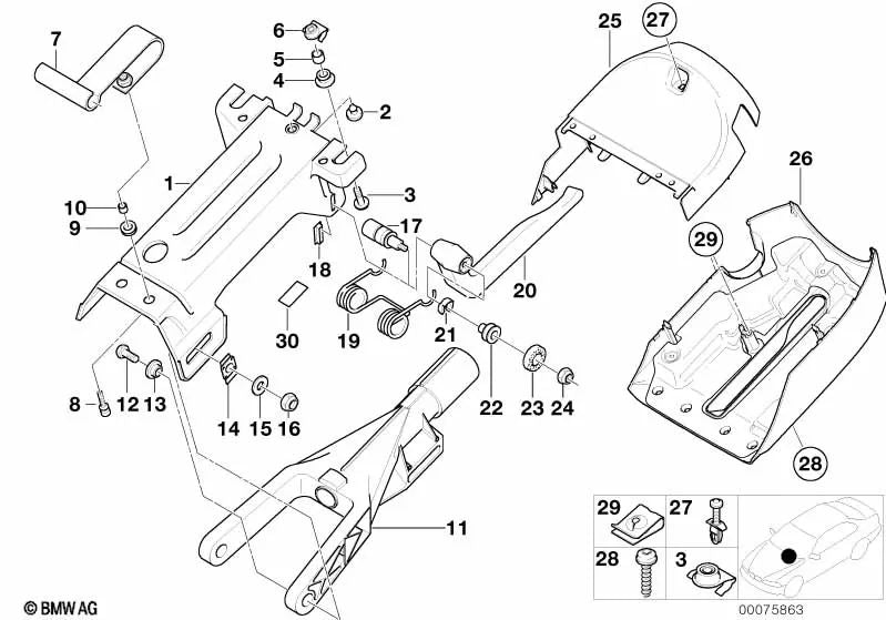 OEM guide 32301094925 for BMW 5' E39, 7' E38, X5 E53. Genuine BMW.