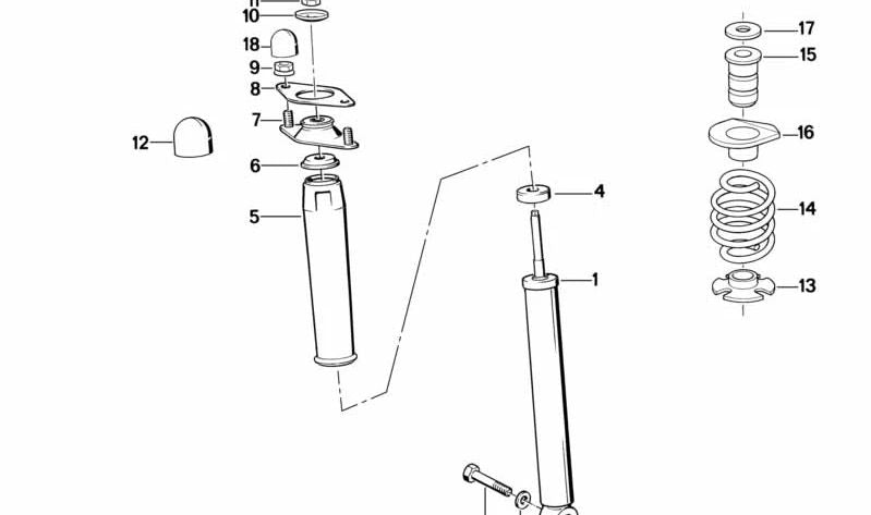Soporte superior de amortiguador trasero OEM 33521128819 para BMW Serie 3 E30. Original BMW.