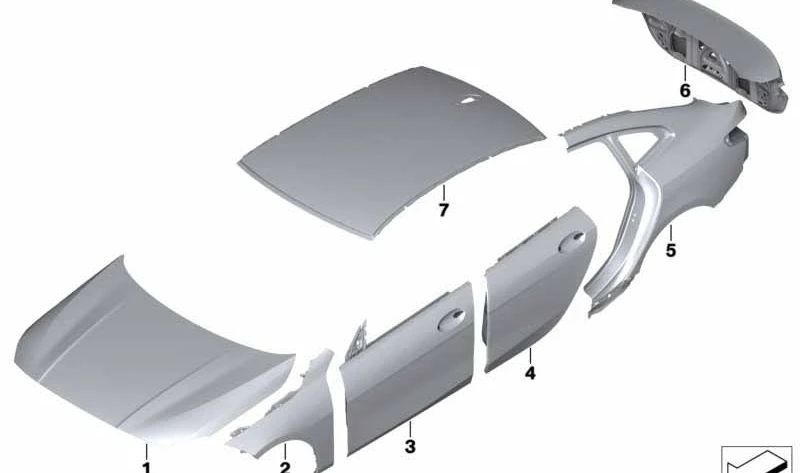 Puerta trasera izquierda OEM 41529482701 para BMW F44. Recambio original BMW.
