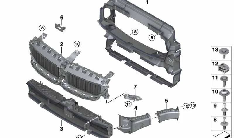 Conducto de aire superior OEM 51749449699 para BMW G28 i3 eDrive35L y i3 eDrive40L. Compatible con modelos fabricados entre 2022 y 2025. Pieza original BMW.