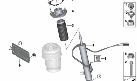 Parafuso hexagonal com M14x1.5x103 OEM 31106769434 para BMW X5 (E53, E70, F15, F85) e BMW X6 (E71, E72, F16, F86). BMW original.