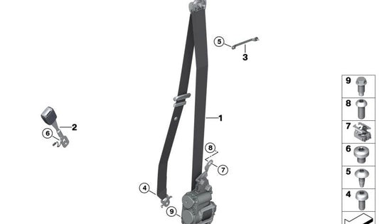 Upper left belt OEM 72118092021 for BMW G05, F95, G06, F96, G07, G07N. Original BMW piece for the first row of seats.