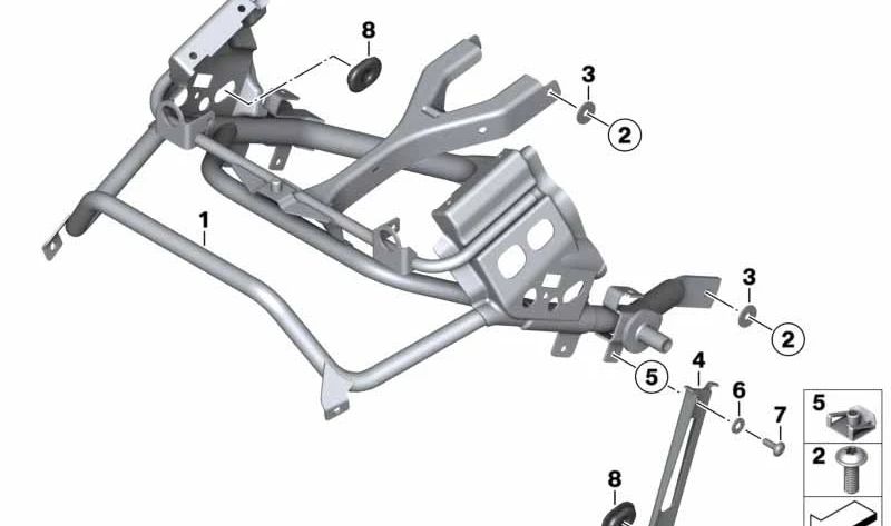 Soporte de revestimiento delantero OEM 46637683240 para motos BMW R 1200 GS Adventure (K25) 2005-2007. Original BMW Motorrad.