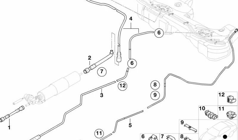 Tubo de aire de purga delantero OEM 16132229652 para BMW E46. Original BMW.