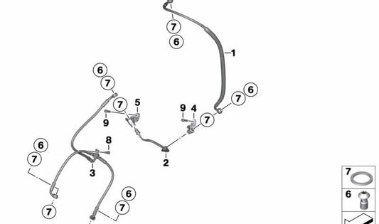 Brake union piece OEM 34327674492 for BMW K1200S, K1300S, K1200R, K1300R, K1200GT, K1300GT motorcycles. Original BMW Motorrad.