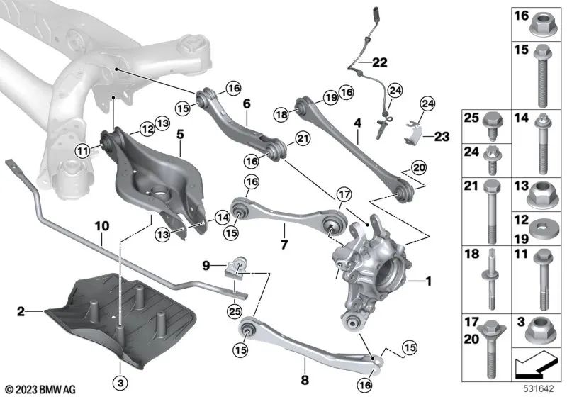Coperchio aereo posteriore destro per BMW G42, G20, G21, G28, G22, G23, G26, G29 (OEM 33306876804). BMW originale