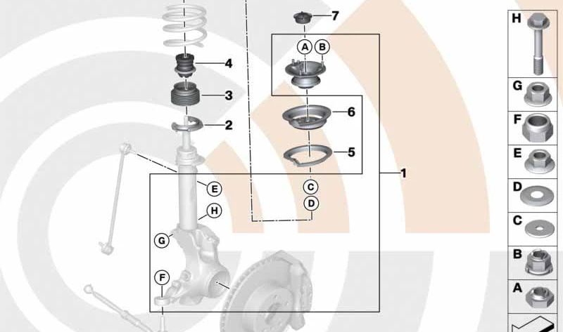 Tope de suspensión delantero OEM 31336767333 para MINI R60, R61 y BMW E81, E82, E87, E88, E90, E91, E92, E93. Original MINI y BMW.